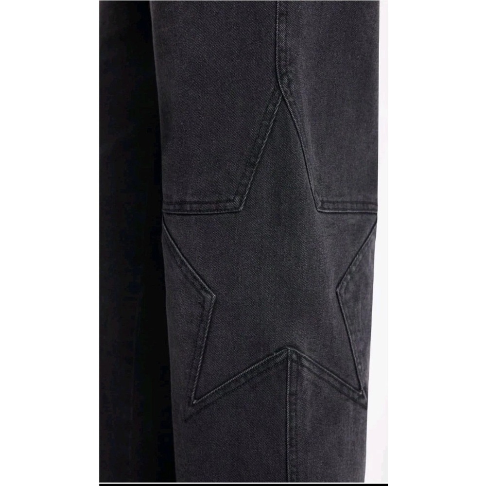 No‎ Boundaries Women Black Star Patchwork Wide Leg Mid-Rise Jeans Size 4 NEW - Picture 3 of 13